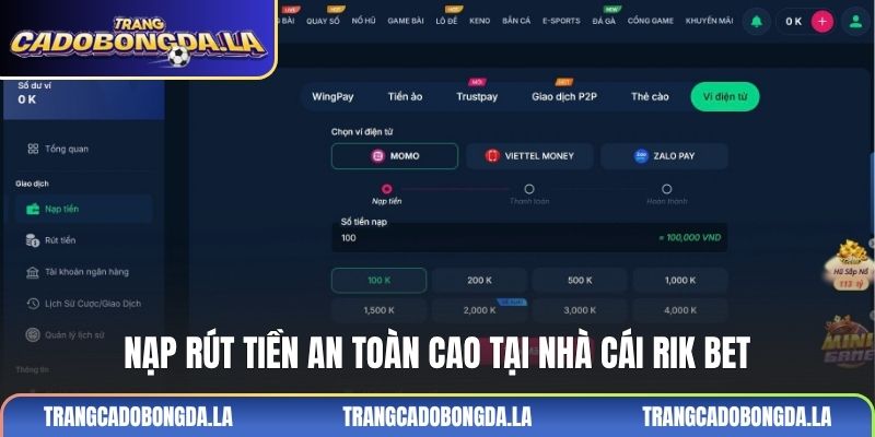 Nạp rút tiền an toàn cao tại nhà cái Rik bet